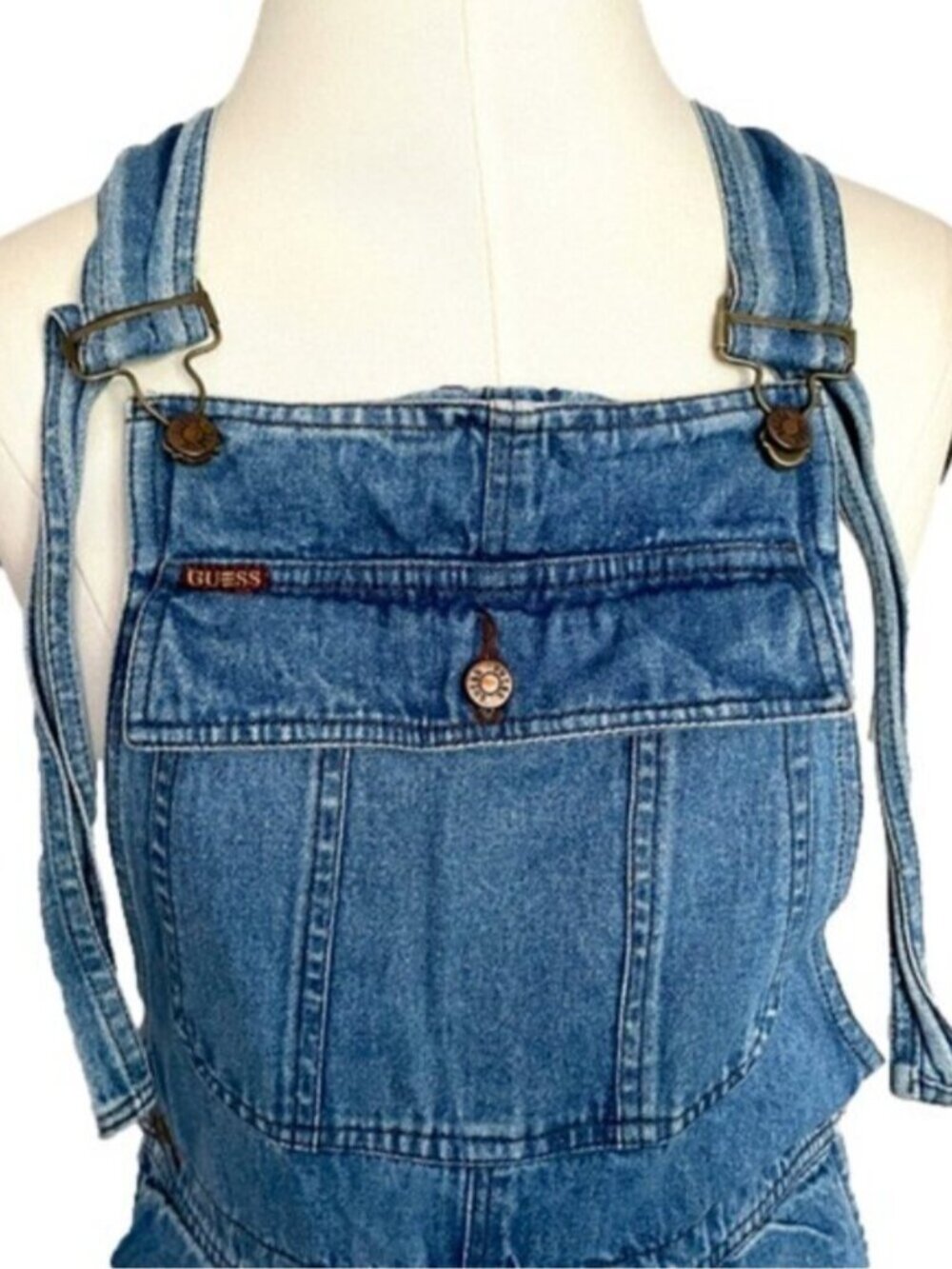 Vintage Guess Straight Leg Denim Bib Overalls - XS/S - Picture 3 of 13